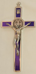 Croce-medaglia di San Benedetto in metallo smaltato