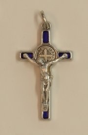 Croce-medaglia di San Benedetto ottone bagno nichel