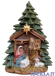 Albero di Natale con Sacra Famiglia dipinto a olio