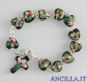 Bracciale cuore cloisonnè nero