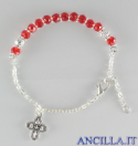 Bracciale decina grani in cristallo rosso accopigliati