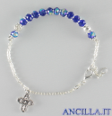 Bracciale decina grani in cristallo blu accopigliati