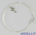 Bracciale decina in cristallo ovale 3x2 mm bianco