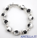 Bracciale elastico ceramica con foglie nere