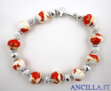 Bracciale elastico ceramica rossa filo oro