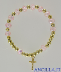 Bracciale elastico mezzo cristallo rosa