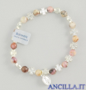 Bracciale elastico pietra naturale rodonite e medaglia miracolosa