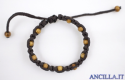 Bracciale in corda con grani in legno d'ulivo