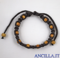 Bracciale in corda con grani in legno d'ulivo