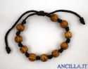 Bracciale legno d'ulivo su corda con Tau