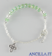 Bracciale decina grani in cristallo verde accopigliati