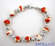 Bracciale elastico ceramica rossa filo oro