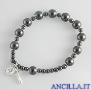 Bracciale elastico con perle di ematite accopigliate