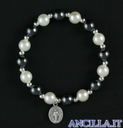 Bracciale elastico ematite e perla bianca
