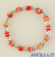 Bracciale elastico imitazione murrina arancio