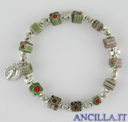 Bracciale elastico imitazione murrina grigio e medaglia miracolosa