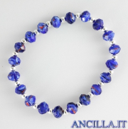 Bracciale elastico mezzo cristallo blu variegato e argento