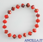 Bracciale elastico mezzo cristallo rosso variegato e argento