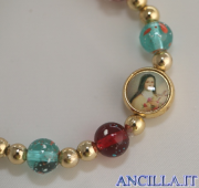 Bracciale elastico multicolore Madonna miracolosa e Santa Teresa