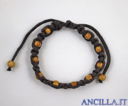 Bracciale in corda con grani in legno d'ulivo