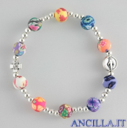 Bracciale multicolore in resina gommosa elastico