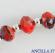 Bracciale elastico mezzo cristallo rosso variegato e argento