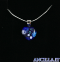 Collana con cuore piccolo stampo murrina blu variegato