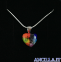 Collana con cuore piccolo stampo murrina multicolore