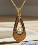 Collana con pendente in legno e cristalli Swarovski