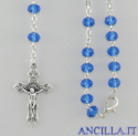 Collana Rosario 5 decine cristallo sfaccettato azzurro intenso