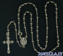 Collana Rosario argento 925°/°° placcato oro 5 decine croce pendente