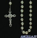 Corona del Rosario in argento con perla vetro cerato
