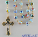 Corona del Rosario murrina veneziana azzurro e oro