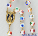 Corona del Rosario murrina veneziana bianco e oro