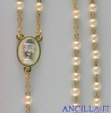 Corona del Rosario perla vetro cerato con croce e crocera in smalto rilegatura dorata