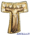 Croce con San Francesco tau dipinta a olio