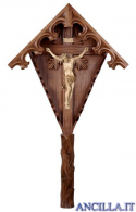 Croce da giardino in legno d'abete con Cristo brunito 3 colori