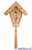 Croce da giardino in legno di larice con Crocifisso Nazareno dipinto a olio (bianco)