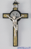 Croce-medaglia di San Benedetto metallo nero e smalto oro