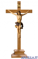 Crocifisso Nazareno dipinto a olio (blu) - croce con piedistallo