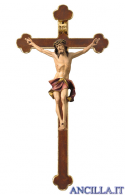 Crocifisso Nazareno dipinto a olio (rosso) - croce barocca