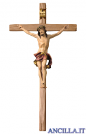 Crocifisso Nazareno dipinto a olio (rosso) - croce diritta