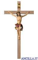 Crocifisso Nazareno dipinto a olio (rosso) - croce liscia