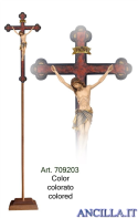 Crocifisso per processione Siena croce anticata barocca dipinto a olio