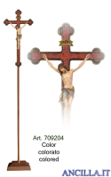 Crocifisso per processione Siena croce oro barocca dipinto a olio