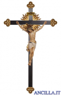 Crocifisso Siena con aureola dipinto a olio - croce barocca con raggi