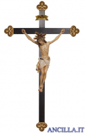 Crocifisso Siena con aureola dipinto a olio - croce barocca