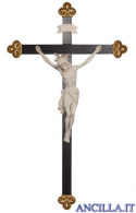 Crocifisso Siena con aureola legno naturale non dipinto - croce barocca