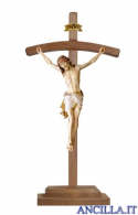 Crocifisso Siena dipinto a olio - croce curva con base
