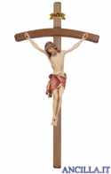 Crocifisso Siena dipinto a olio - croce curva scura